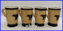 Brushwerks big sky carvers set of 4 coffee mugs 16 oz Bear Gold & Brown