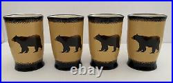 Brushwerks big sky carvers set of 4 coffee mugs 16 oz Bear Gold & Brown