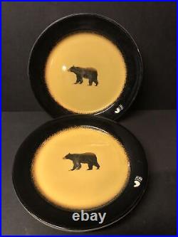 Brushwerks by Big Sky Carvers 10-3/4 Bears Stoneware Rimmed Plates Set of 3