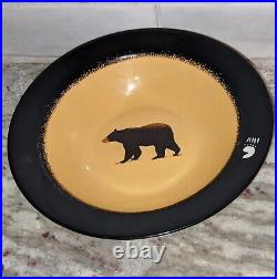 Brushwerks by Big Sky Carvers Stoneware Rimmed Bowl 9 Diameter Brown Bear EUC