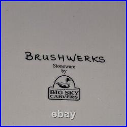 Brushwerks by Big Sky Carvers Stoneware Rimmed Bowl 9 Diameter Brown Bear EUC
