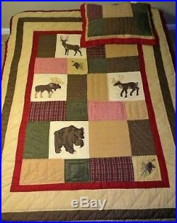 C&F 2 Piece Twin Quilt Set Big Sky Moose Bear Deer Rustic Lodge Style Comforter