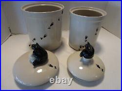 Ceramic set 2 Big Sky Carvers Barefoots Bear Footprints canisters 10.75 & 10.5