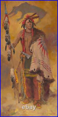 Charles Winfield Miller Original Native Americn Oil Painting Running Bear