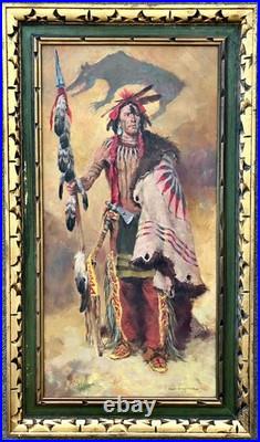 Charles Winfield Miller Original Native Americn Oil Painting Running Bear