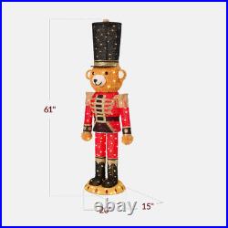Christmas Nutcracker Bear 5Ft Pop up Lighted Large Holiday 3D Yard Decoration With