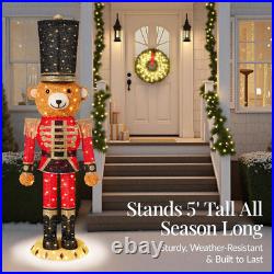 Christmas Nutcracker Bear 5Ft Pop up Lighted Large Holiday 3D Yard Decoration With