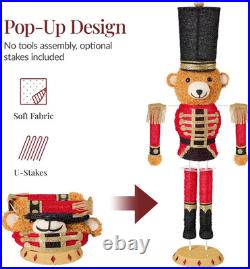 Christmas Nutcracker Bear 5Ft Pop up Lighted Large Holiday 3D Yard Decoration With