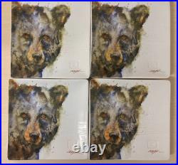 Dean Crouser Bear Plates Big Sky Carvers 7 in Square Signed Set of 4