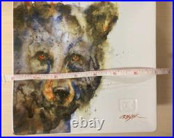Dean Crouser Bear Plates Big Sky Carvers 7 in Square Signed Set of 4