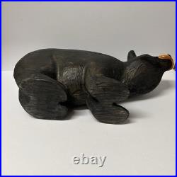 EUC Rare Jeff Fleming Signed Big Sky Carvers Black Bear 19 1/2 Wood Carving Art