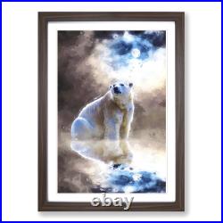 Framed Wall Art Print Polar Bear in Abstract Poster Picture