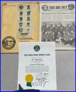 Fred Bear Signed Sports Club Charter Member Certificate & Big Sky Vol. 1#1 1972
