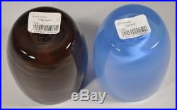 Glassybaby Lot of 2 Candle Holders brown little bear and blue big sky