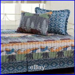 Global Trends Big Sky 5-Piece Quilted Daybed Set Bears Mountains Trees Cabin