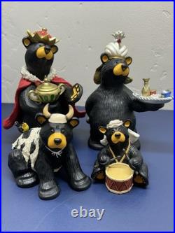 HTF Bearfoots Beartivity III Nativity 4pc Set 50479 Jeff Fleming Big Sky Carvers