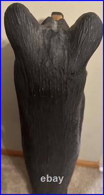 Hand Carved 33H Wooden Black Bear With Trout Big Sky Carvers Jeff Fleming Montana