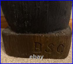 Hand Carved 33H Wooden Black Bear With Trout Big Sky Carvers Jeff Fleming Montana