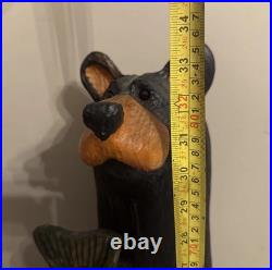 Hand Carved 33H Wooden Black Bear With Trout Big Sky Carvers Jeff Fleming Montana