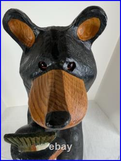 Hand Carved 33 Wooden Black Bear With Trout Big Sky Carvers Jeff Fleming Montana