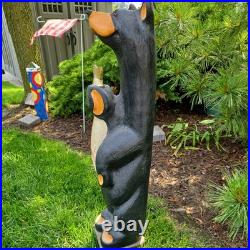Hand Carved 33 Wooden Black Bear With Trout Big Sky Carvers Jeff Fleming Montana