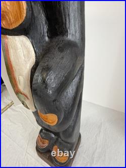 Hand Carved 33 Wooden Black Bear With Trout Big Sky Carvers Jeff Fleming Montana