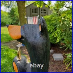 Hand Carved 33 Wooden Black Bear With Trout Big Sky Carvers Jeff Fleming Montana
