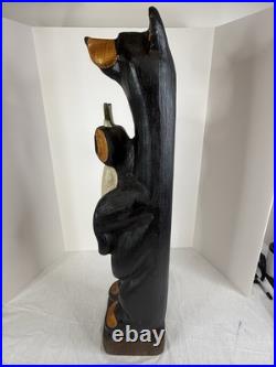 Hand Carved 33 Wooden Black Bear With Trout Big Sky Carvers Jeff Fleming Montana Hand Carved 33 Wooden Black Bear With Trout Big Sky Carvers Jeff Fleming Montana