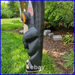 Hand Carved 33 Wooden Black Bear With Trout Big Sky Carvers Jeff Fleming Montana