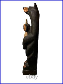 Hand Carved 33 Wooden Black Bear With Trout Big Sky Carvers Jeff Fleming Montana