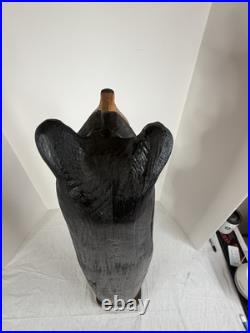 Hand Carved 33 Wooden Black Bear With Trout Big Sky Carvers Jeff Fleming Montana