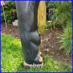 Hand Carved 33 Wooden Black Bear With Trout Big Sky Carvers Jeff Fleming Montana