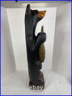 Hand Carved 33 Wooden Black Bear With Trout Big Sky Carvers Jeff Fleming Montana