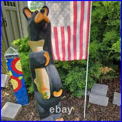 Hand Carved 33 Wooden Black Bear With Trout Big Sky Carvers Jeff Fleming Montana