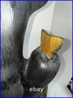 Hand Carved 33 Wooden Black Bear With Trout Big Sky Carvers Jeff Fleming Montana