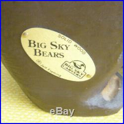 Hand Carved Jeff Fleming Big Sky Bears Solid Wood Brown Bear Figure