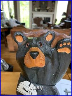 Hand Carved Wood Bear Raised Paw Mikey Big Sky Carvers