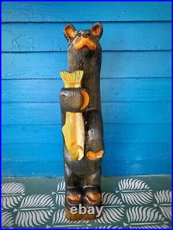 Hand Carved Wooden Black Bear Big Sky Carvers by Jeff Fleming Montana USA (Lou)