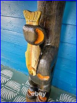 Hand Carved Wooden Black Bear Big Sky Carvers by Jeff Fleming Montana USA (Lou)