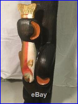 Hand carved wood bear Big Sky Carvers carved & signed by Jeff Flemming