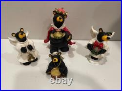 JEFF FLEMING BEARFOOTS BLACK BEAR BEARTIVITY III NATIVITY SET #5 LOT of 4