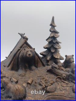 J. M Fleming Big Sky Carvers Sculpture The Tresspassers Bears Tent Trees Art HTF