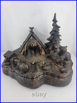 J. M Fleming Big Sky Carvers Sculpture The Tresspassers Bears Tent Trees Art HTF J. M Fleming Big Sky Carvers Sculpture The Tresspassers Bears Tent Trees Art HTF