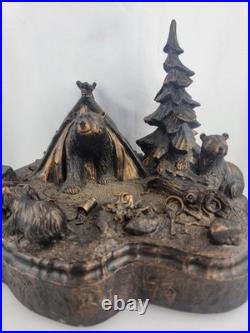 J. M Fleming Big Sky Carvers Sculpture The Tresspassers Bears Tent Trees Art HTF J. M Fleming Big Sky Carvers Sculpture The Tresspassers Bears Tent Trees Art HTF