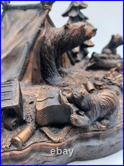 J. M Fleming Big Sky Carvers Sculpture The Tresspassers Bears Tent Trees Art HTF