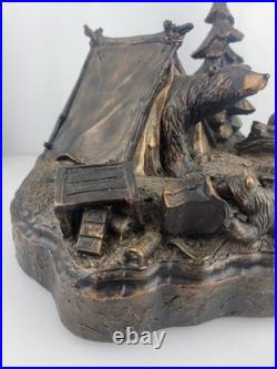J. M Fleming Big Sky Carvers Sculpture The Tresspassers Bears Tent Trees Art HTF J. M Fleming Big Sky Carvers Sculpture The Tresspassers Bears Tent Trees Art HTF