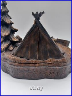 J. M Fleming Big Sky Carvers Sculpture The Tresspassers Bears Tent Trees Art HTF