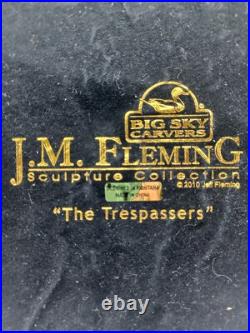 J. M Fleming Big Sky Carvers Sculpture The Tresspassers Bears Tent Trees Art HTF