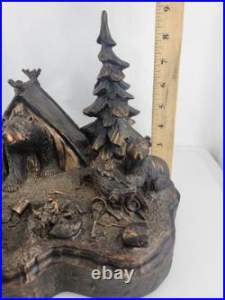 J. M Fleming Big Sky Carvers Sculpture The Tresspassers Bears Tent Trees Art HTF J. M Fleming Big Sky Carvers Sculpture The Tresspassers Bears Tent Trees Art HTF