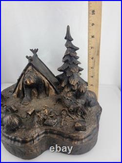 J. M Fleming Big Sky Carvers Sculpture The Tresspassers Bears Tent Trees Art HTF J. M Fleming Big Sky Carvers Sculpture The Tresspassers Bears Tent Trees Art HTF